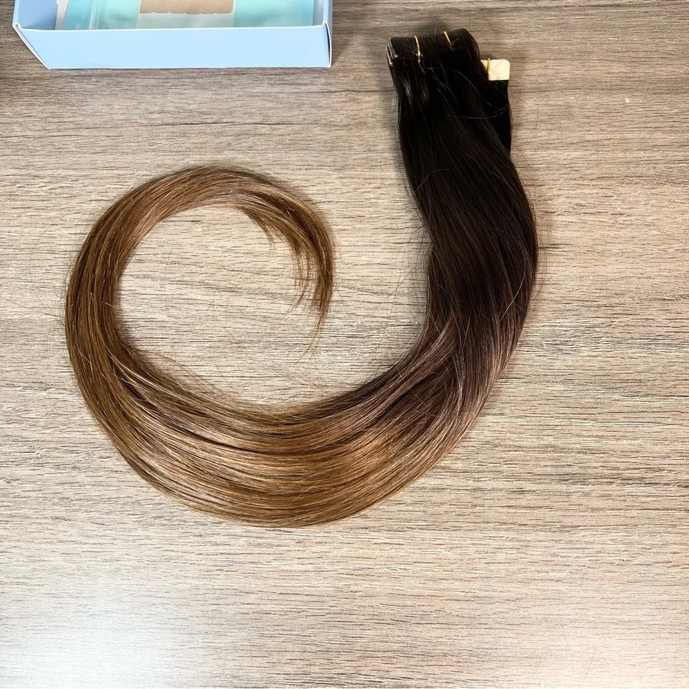 Doores Dark Brown Chocolate Brown Remy Human Hair 20” Tape In Extensions